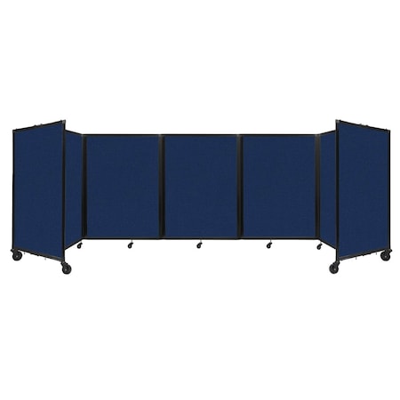 Versare Room Divider 360 Folding Portable Partition 14' x 4' Navy Blue Fabric 1148503